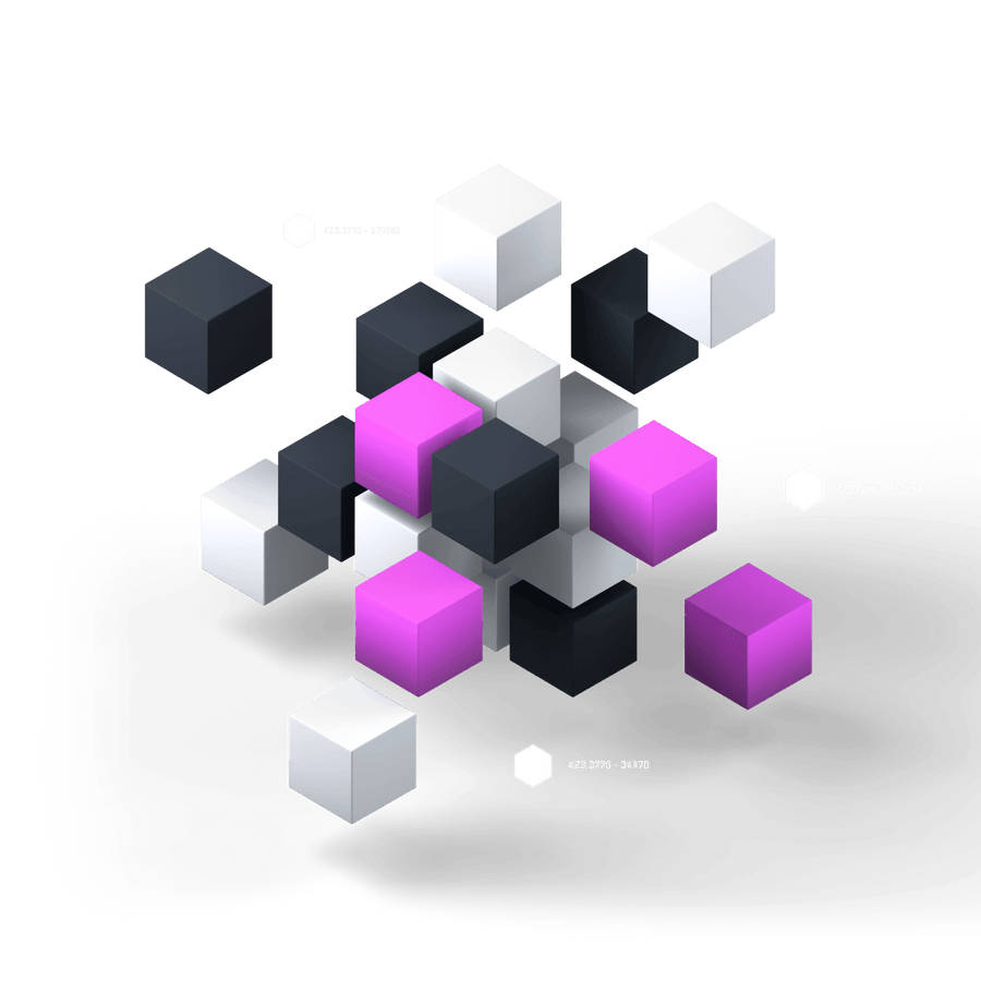 3d geometric cubes flying around